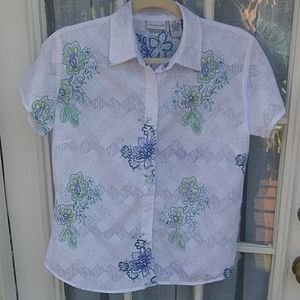 Kim Rogers button front short sleeve top Size S